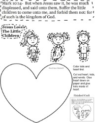 Jesus loves the little children activity sheet for kids cutout page
